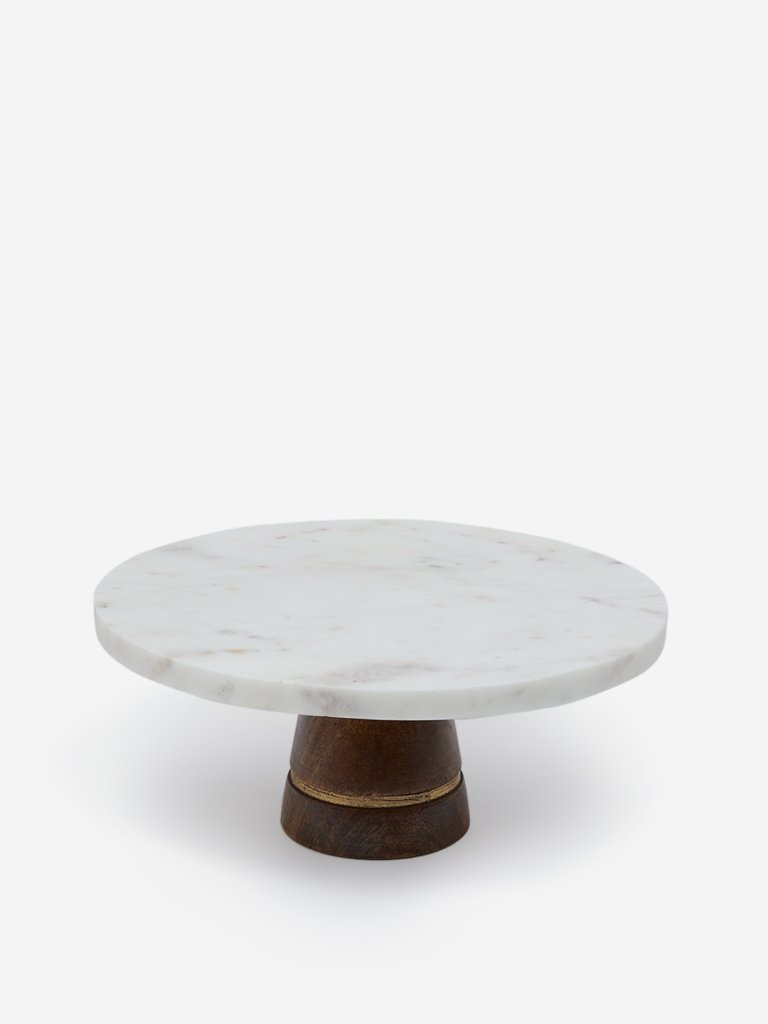 Westside Home White Marble Cake Stand