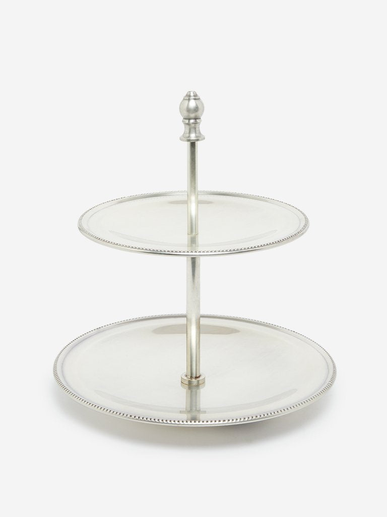 Westside Home Silver Two-Tiered Cake Stand