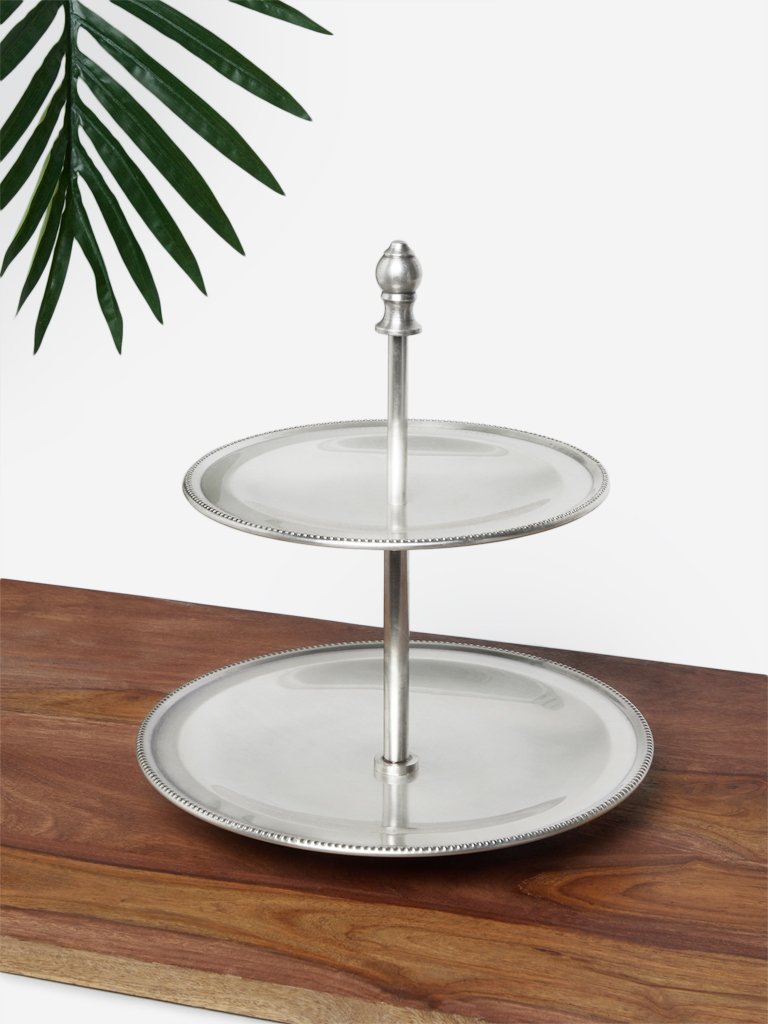 Westside Home Silver Two-Tiered Cake Stand
