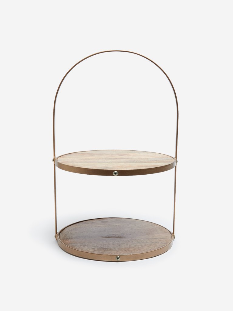 Westside Home Brown Two-Tier Tea Cake Stand