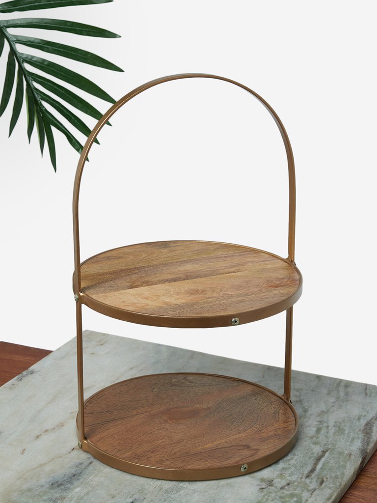 Westside Home Brown Two-Tier Tea Cake Stand