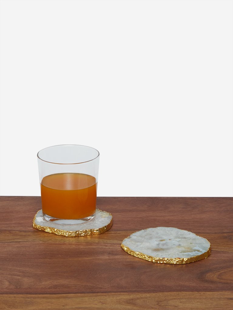 Westside Home White Agate Coasters Set of Two