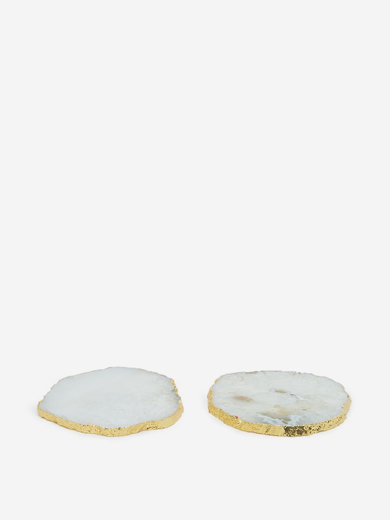 Westside Home White Agate Coasters Set of Two