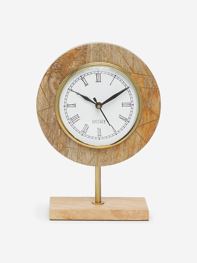 Westside Home Light Brown Wooden Table Clock