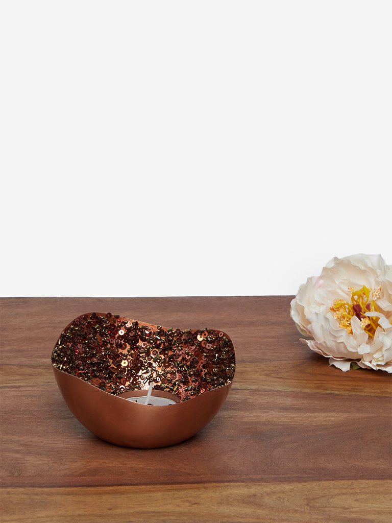 Westside Home Rose-Gold Tealight Candle Holder