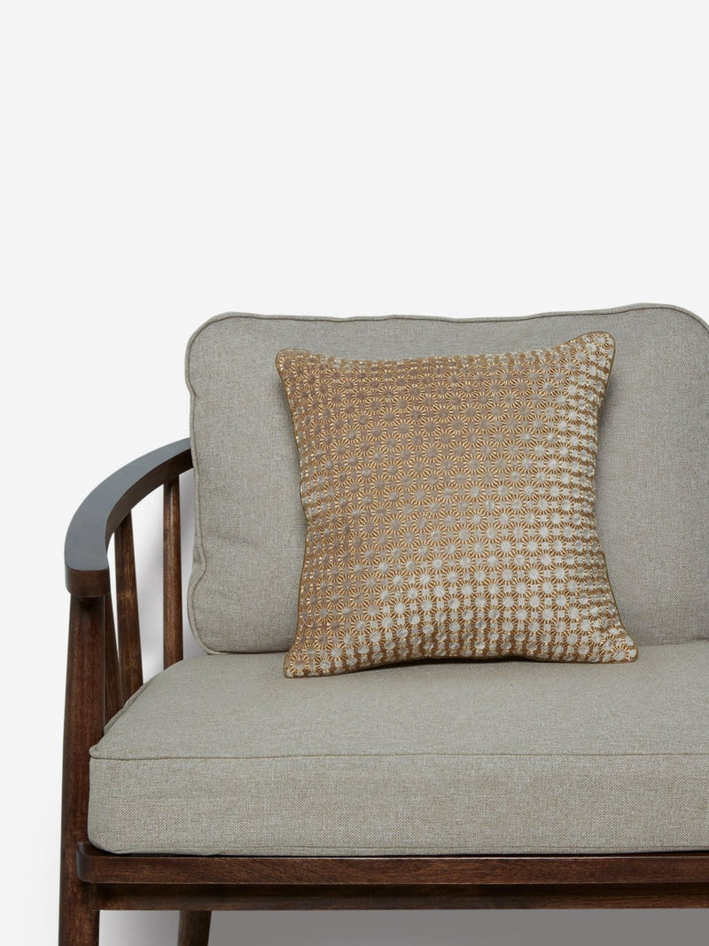 Westside Home Gold Circular Embroidered Cushion Cover