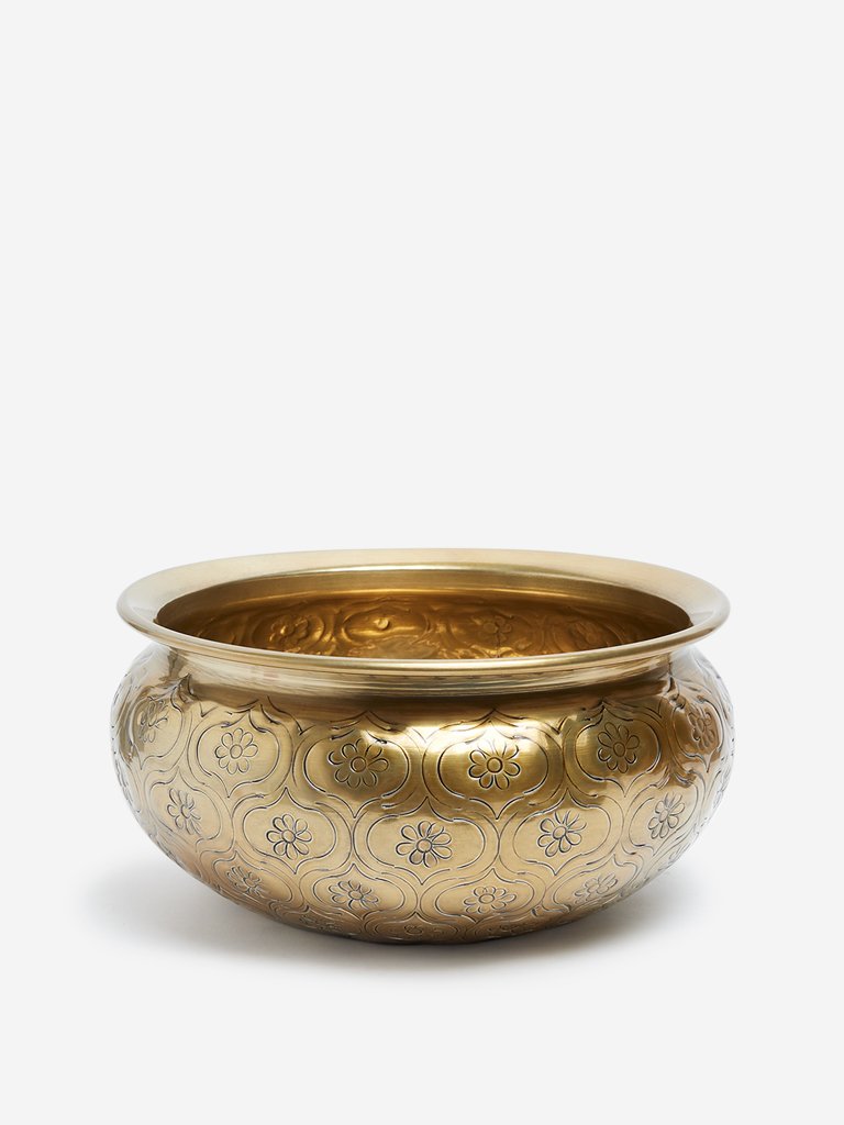 Westside Home Gold Small Etched Decorative Bowl