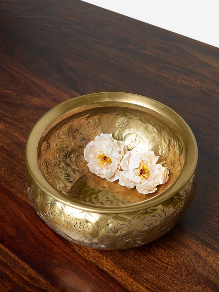 Westside Home Gold Small Etched Decorative Bowl