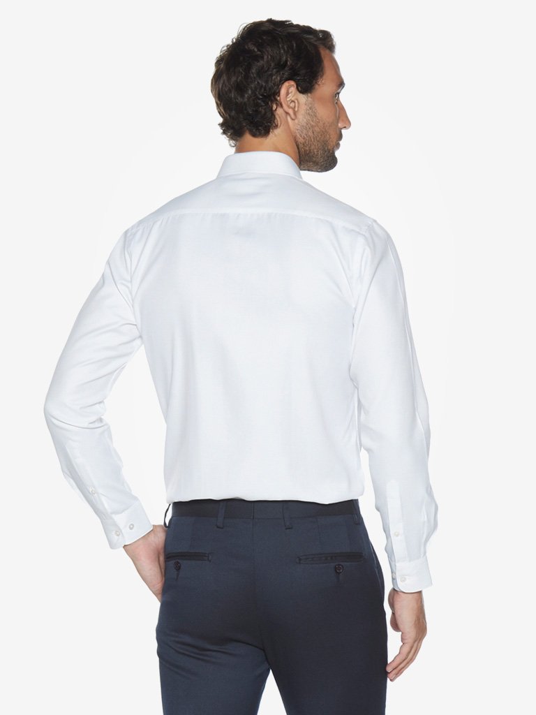 WES White Self Patterned Slim Fit Shirt