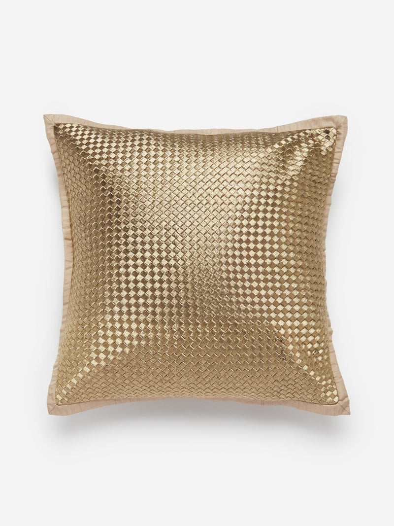 Westside Home Gold Checked Cushion Cover