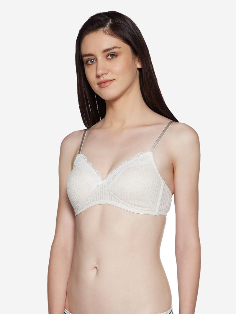 Wunderlove Oat Melange Rib Patterned Padded Bra