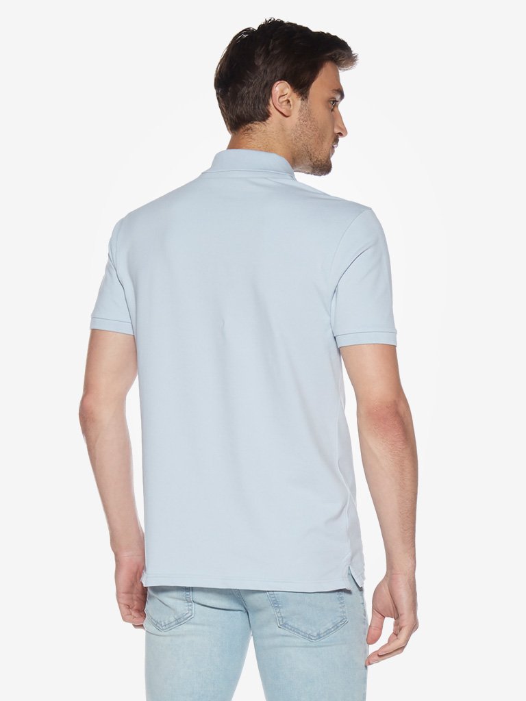 WES Casuals Light Blue Slim Fit Polo T-Shirt