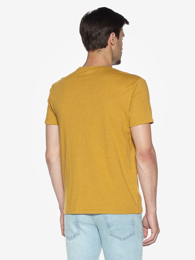 WES Casuals Mustard Melange Slim Fit T-Shirt