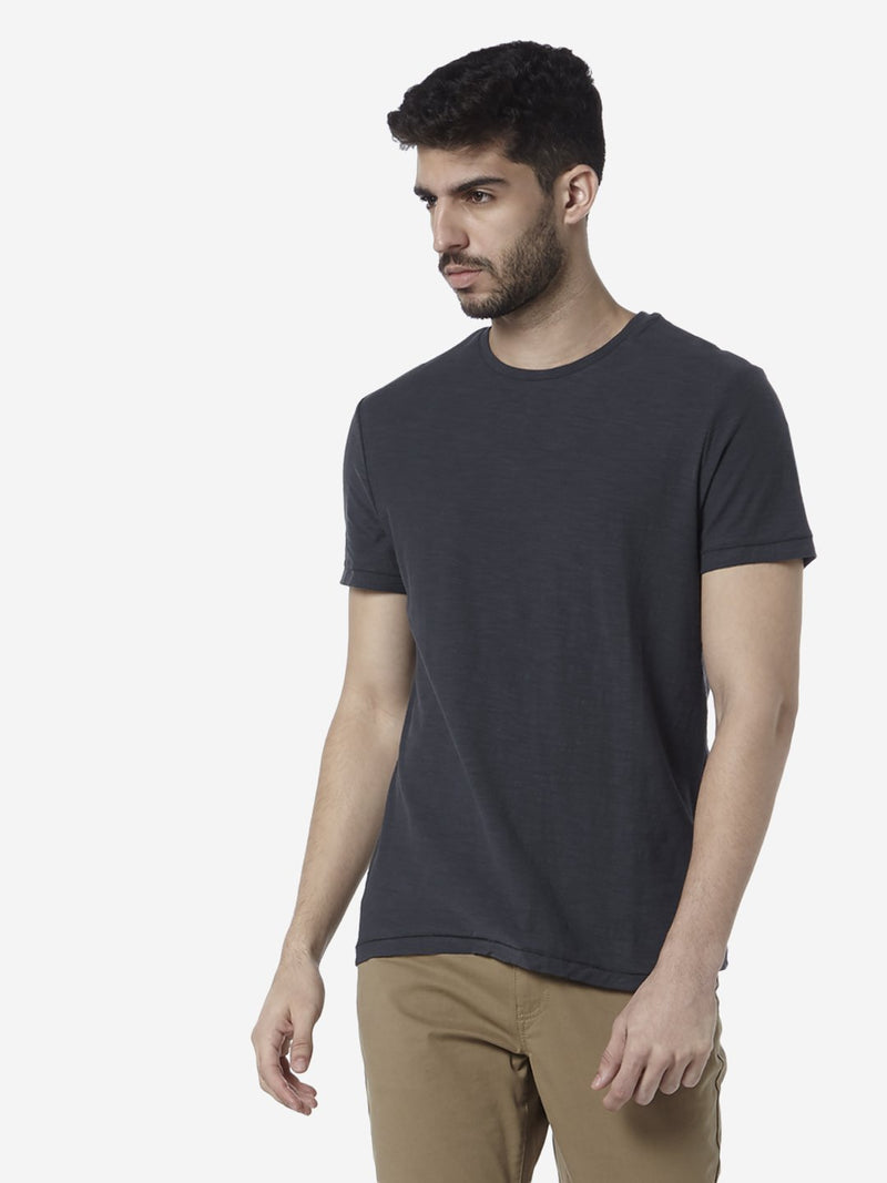 WES Casuals Dark Grey Slim Fit T-Shirt