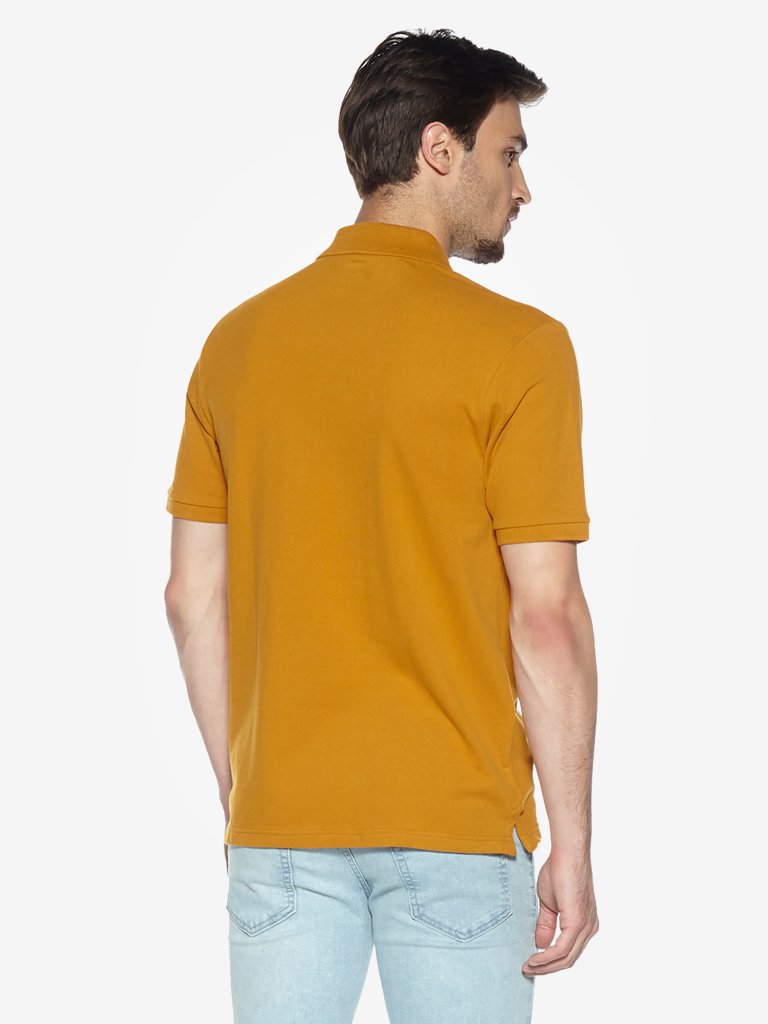 WES Casuals Mustard Relaxed Fit Polo T-Shirt