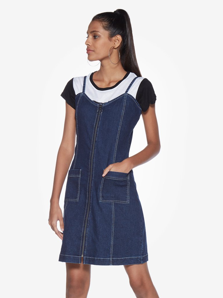 Nuon Dark Blue Denim Geneva Pinafore