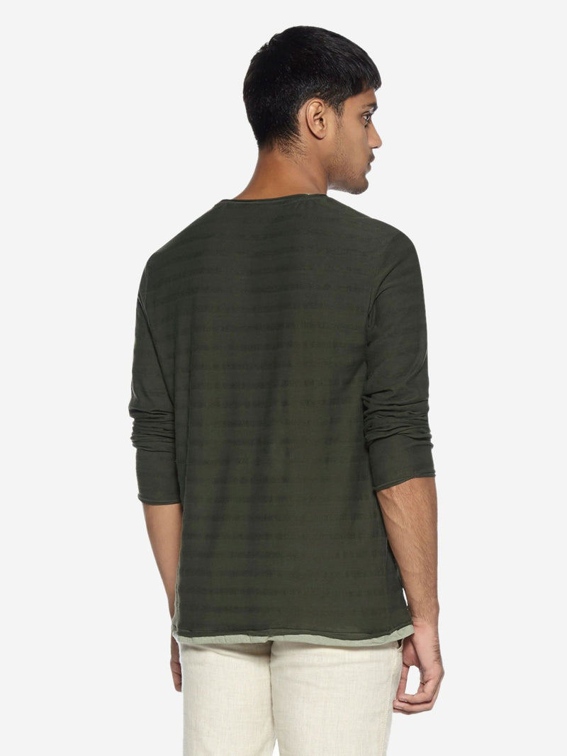 ETA Olive Striped Slim Fit T-Shirt