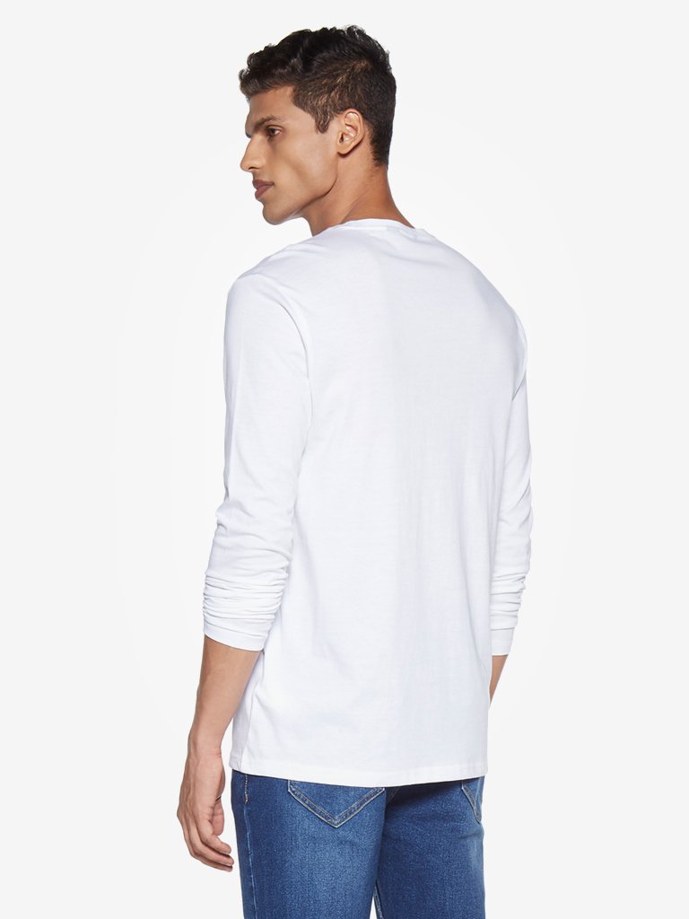 Nuon White Crewneck Slim Fit T-Shirt