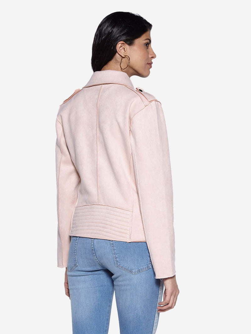 LOV Light Pink Faux Suede Rose Jacket