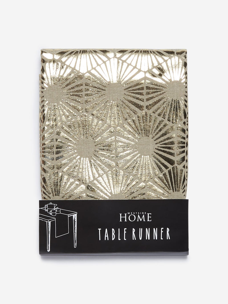 Westside Home Gold Honeycomb Print Pure-Cotton Table Runner