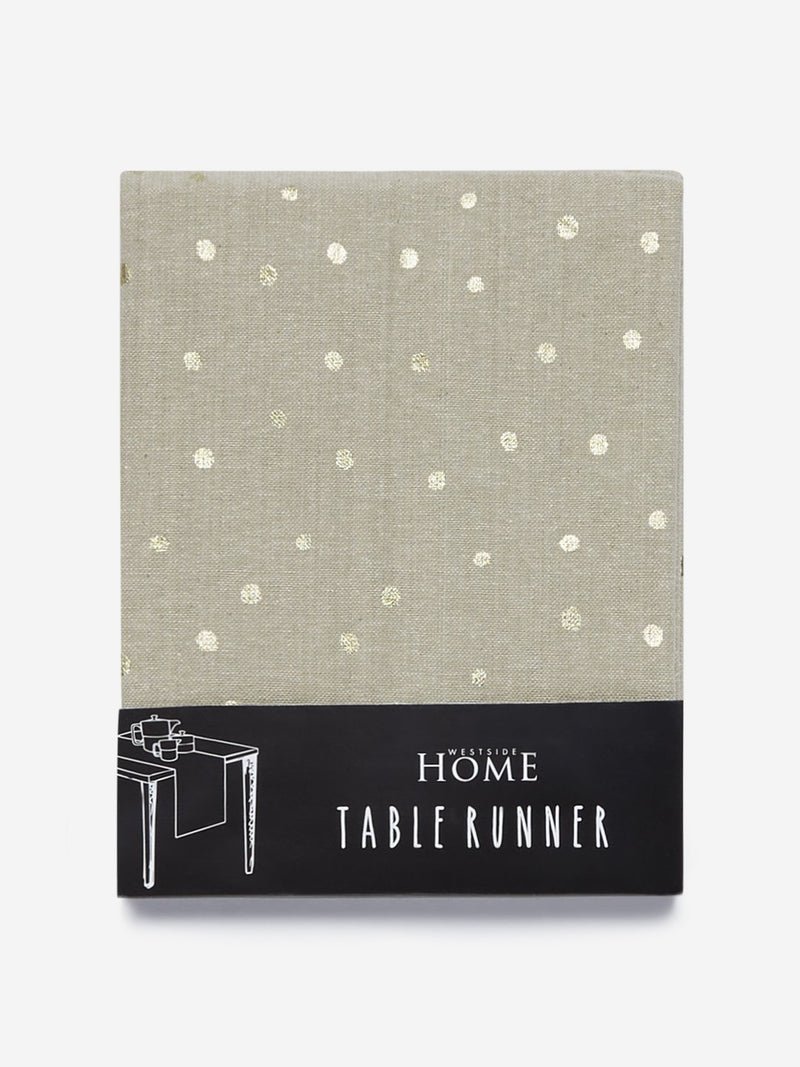 Westside Home Taupe Circular Print Pure-Cotton Table Runner