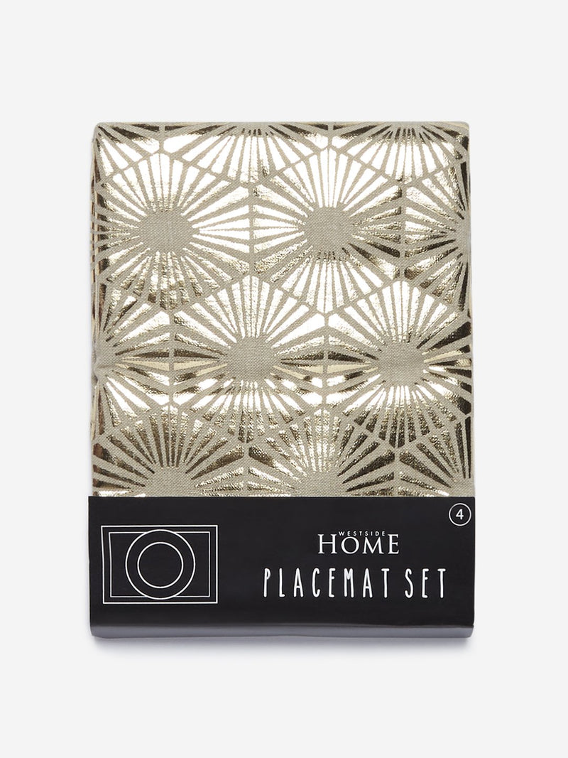 Westside Home Gold Honeycomb Print Pure-Cotton Placemats Set Of Four