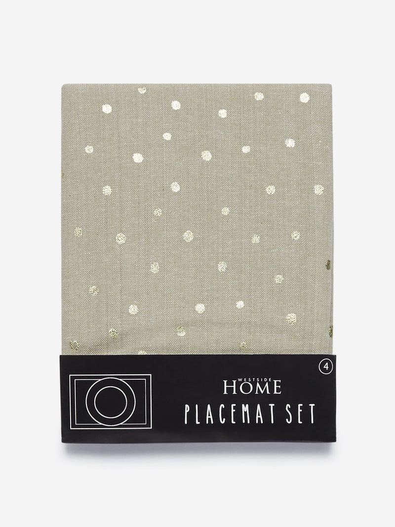 Westside Home Taupe Circular Print Pure-Cotton Placemats Set Of Four