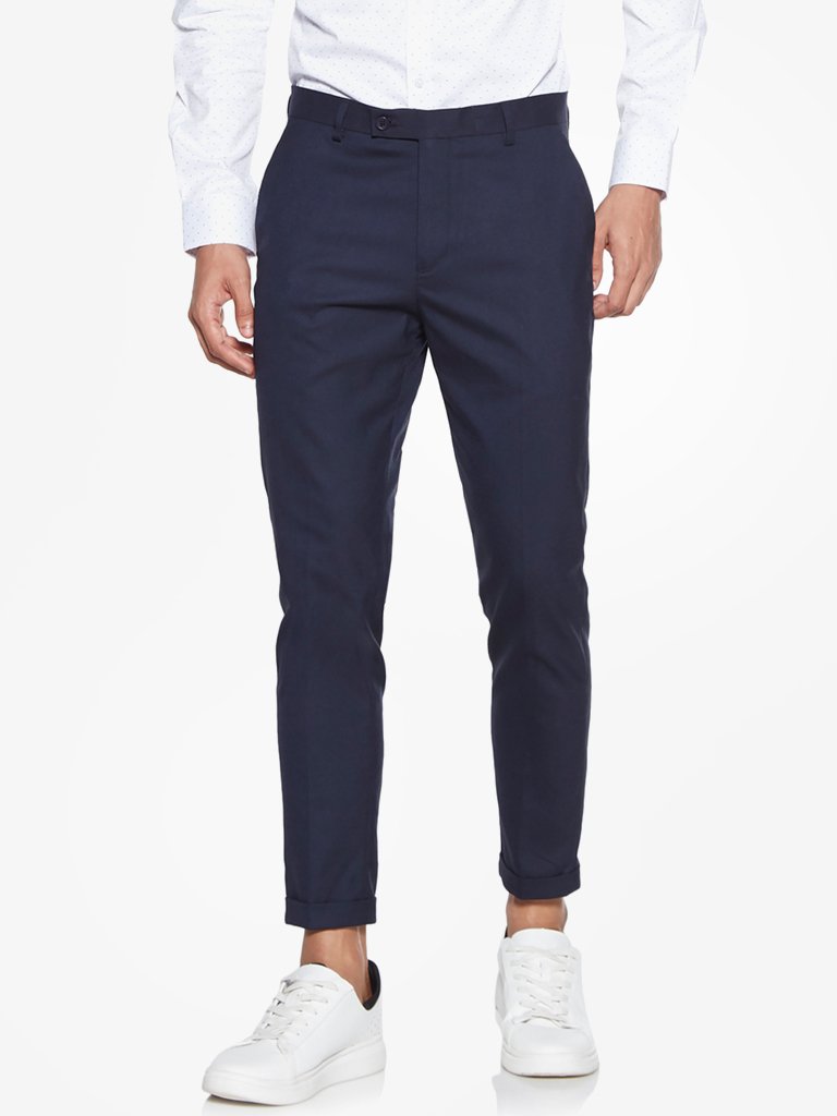 WES Formals Navy Carrot-Fit Trousers