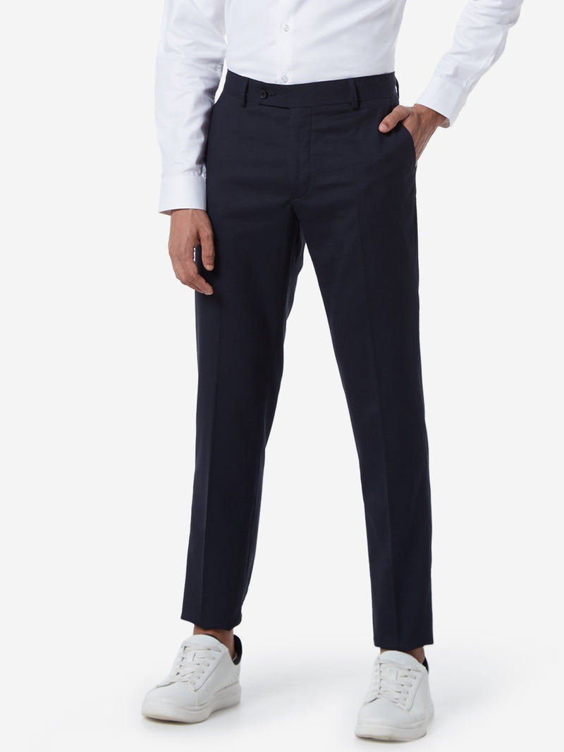 WES Formals Navy Relaxed Fit Trousers