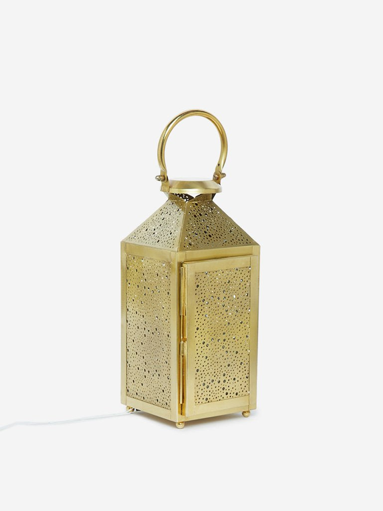Westside Home Gold Cut-Work Detailed Lantern