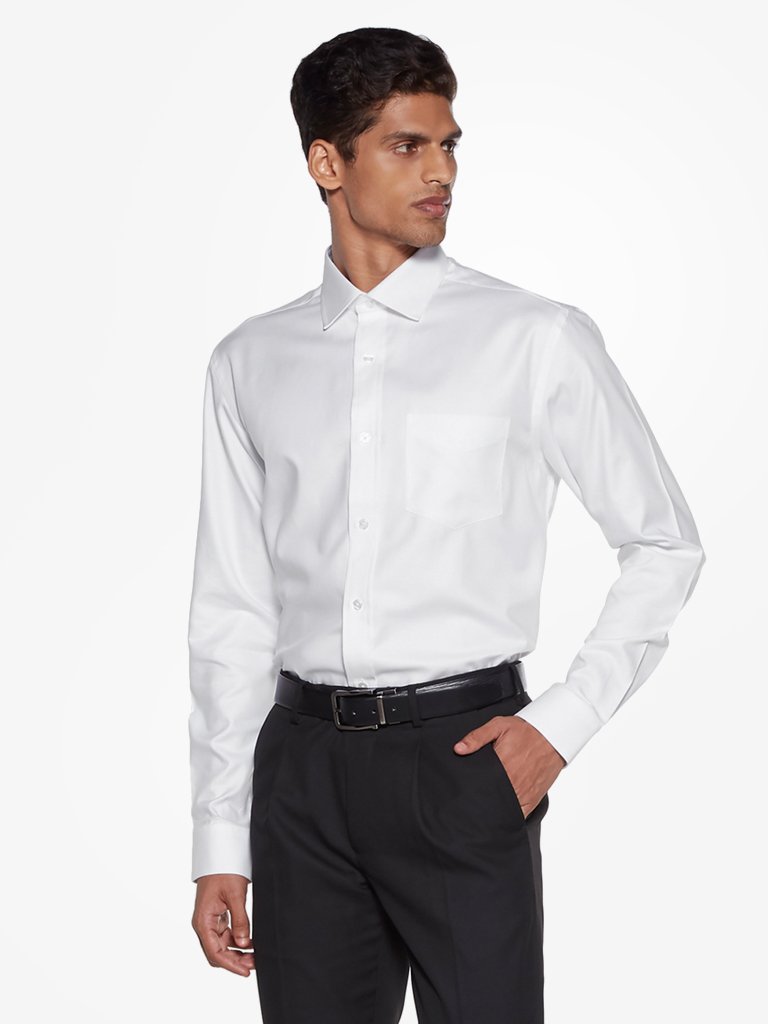 WES Formals White Twill Relaxed Fit Shirt