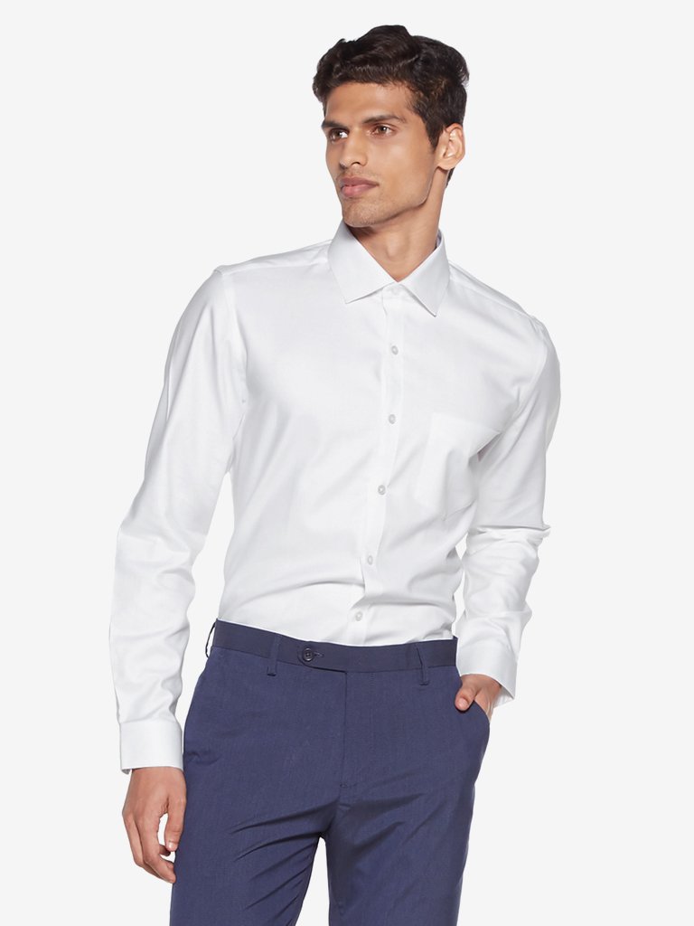 WES Formals White Twill Slim Fit Shirt