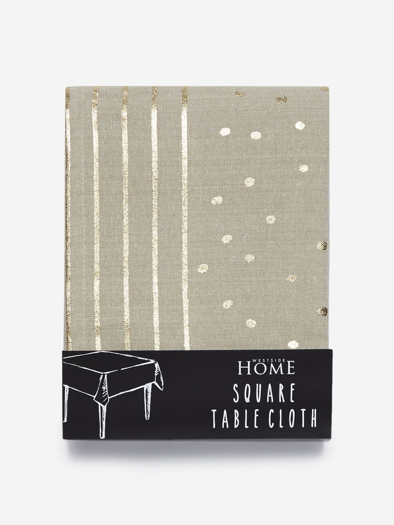Westside Home Taupe Circular Print Pure-Cotton Square Table Cloth