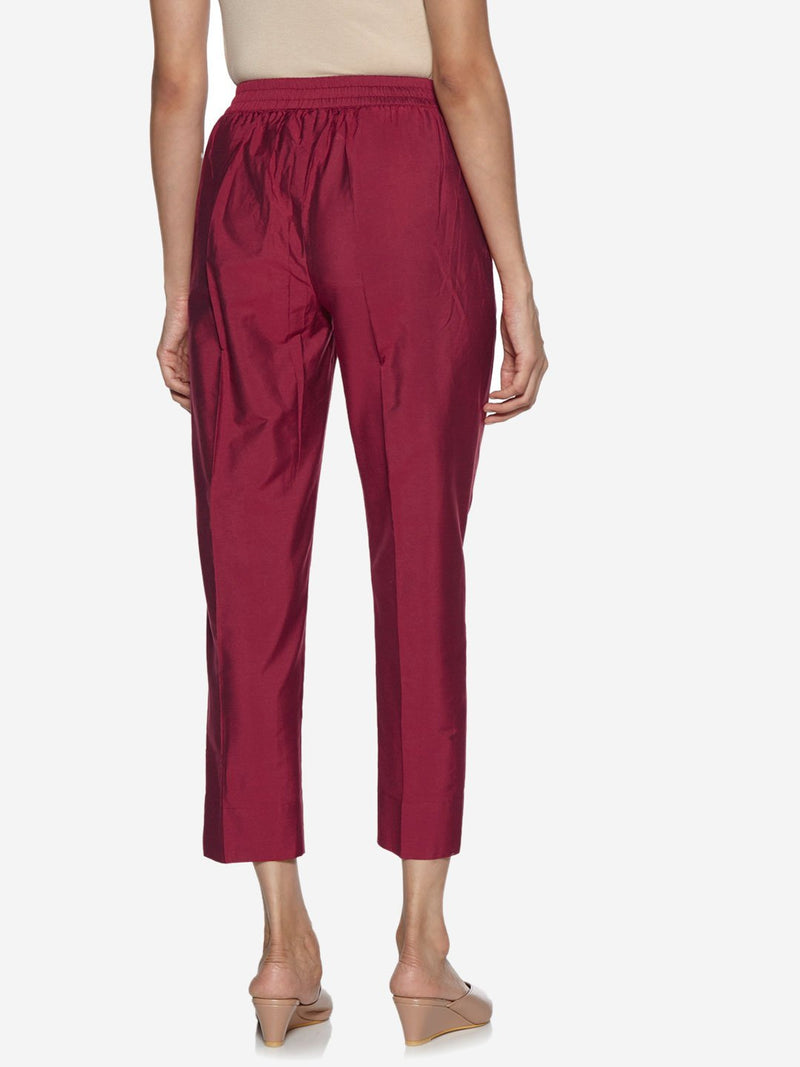 Utsa Maroon Pencil Frame Ethnic Pants
