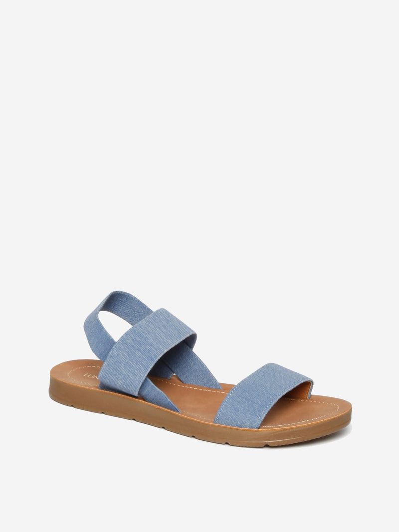 LUNA BLU Blue Elasticated Sandals