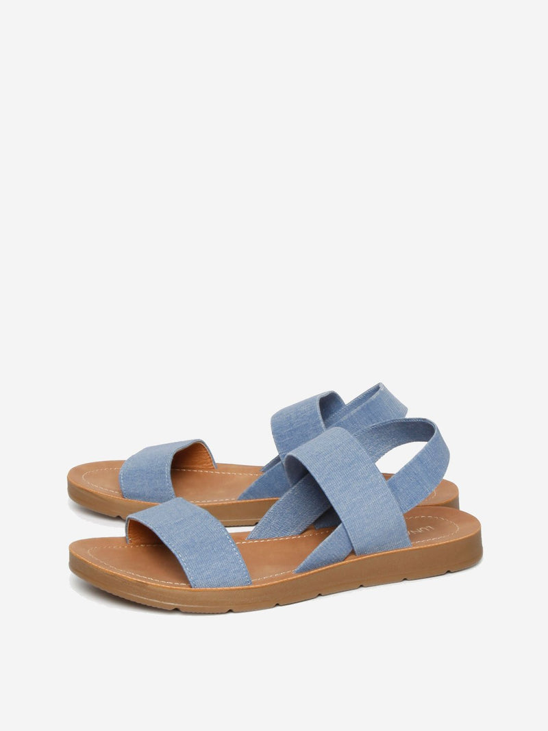 LUNA BLU Blue Elasticated Sandals