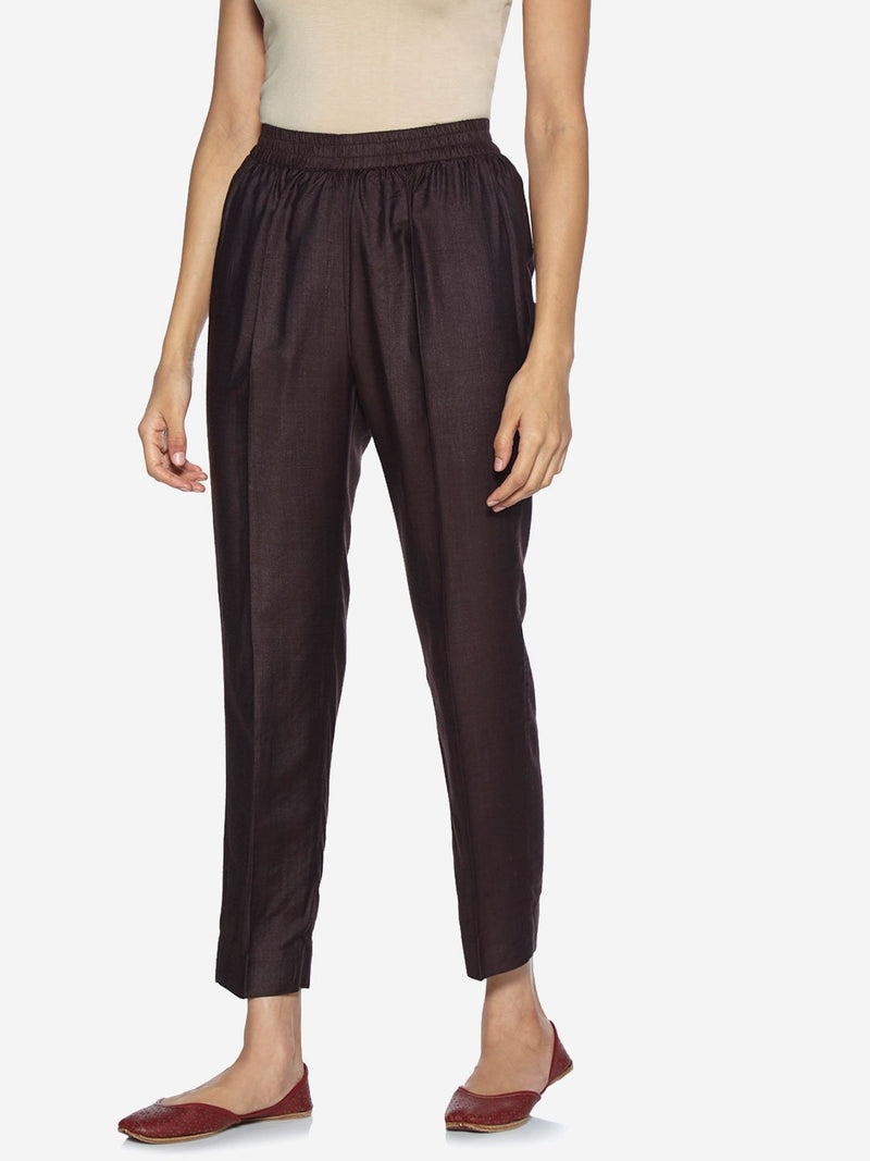 Zuba Charcoal Silk Blend Ethnic Pants