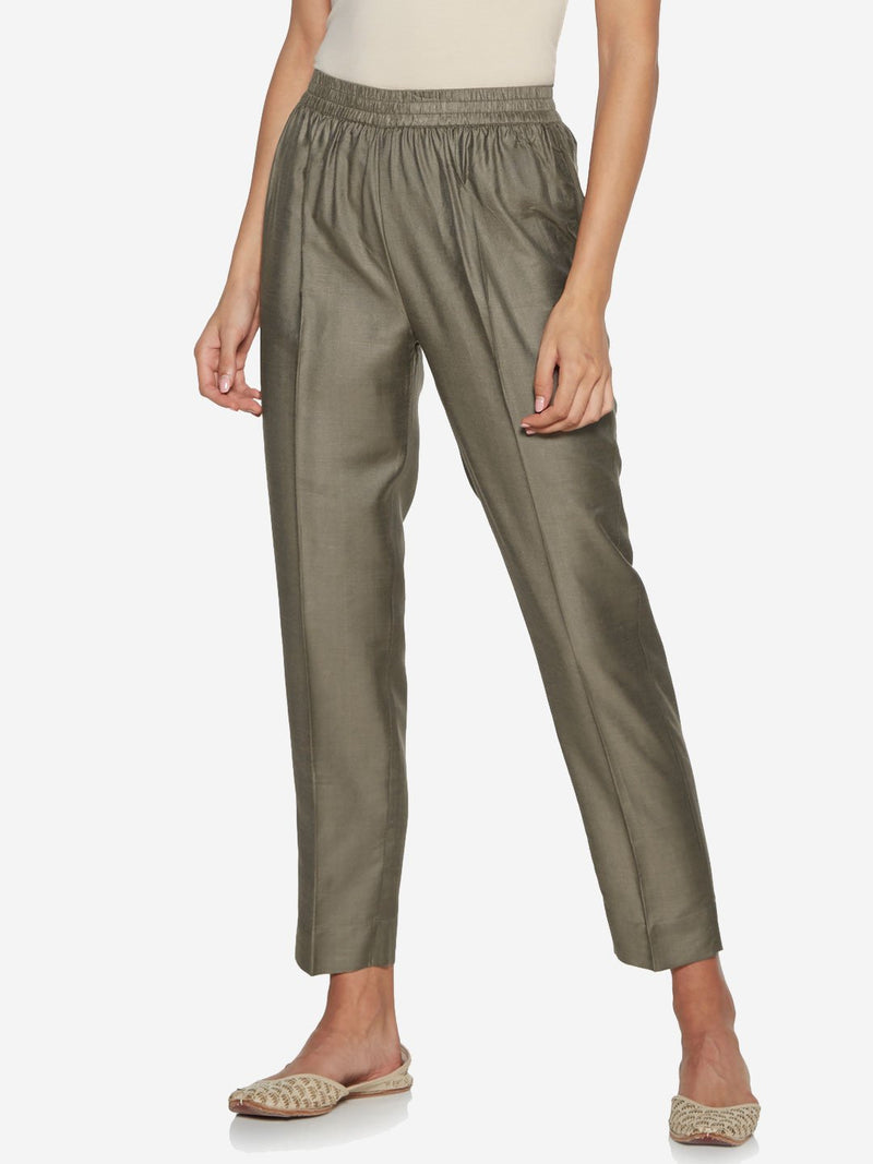 Zuba Grey Slim Fit Ethnic Pants