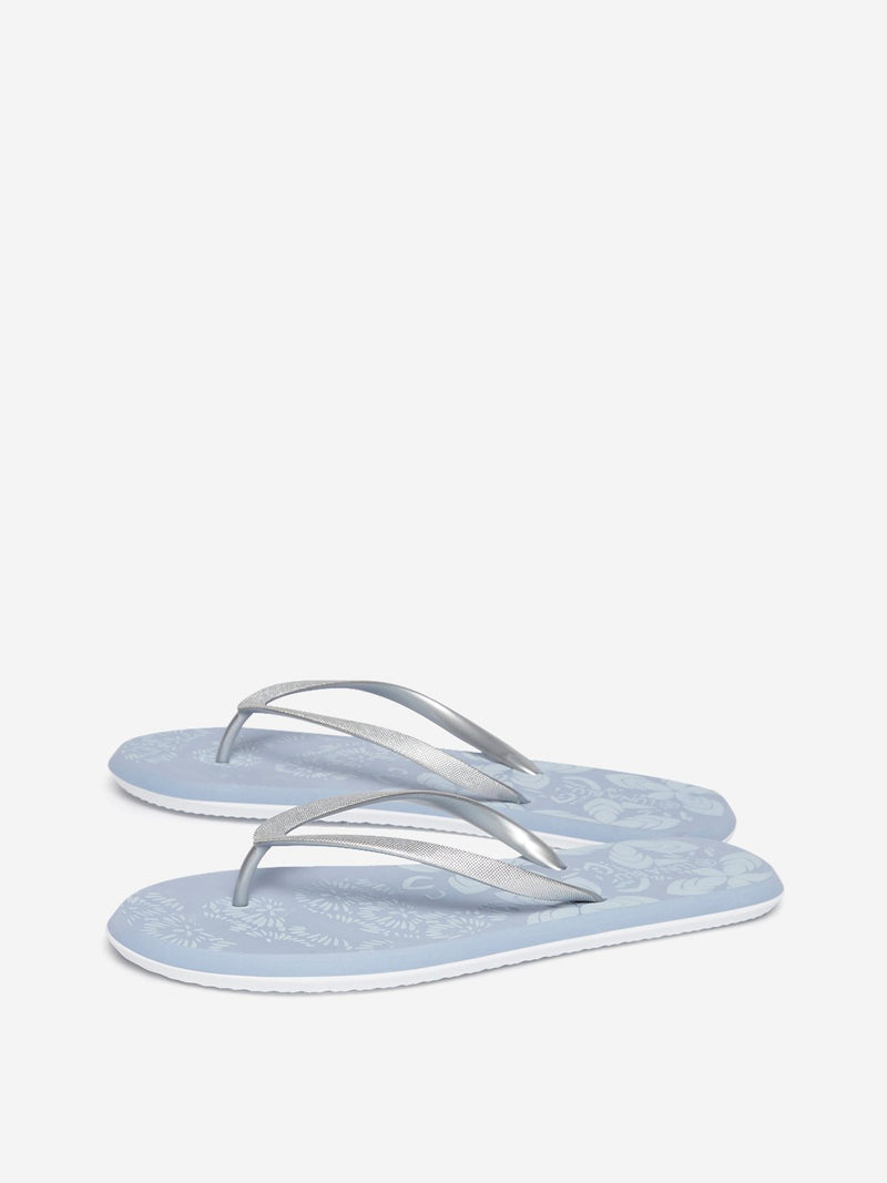 LUNA BLU Blue Floral Print Flip-Flops