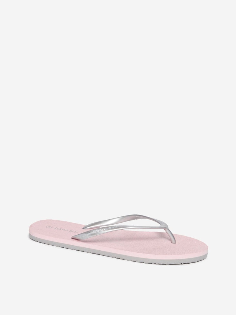 LUNA BLU Pink Shimmer Detailed Flip-Flops