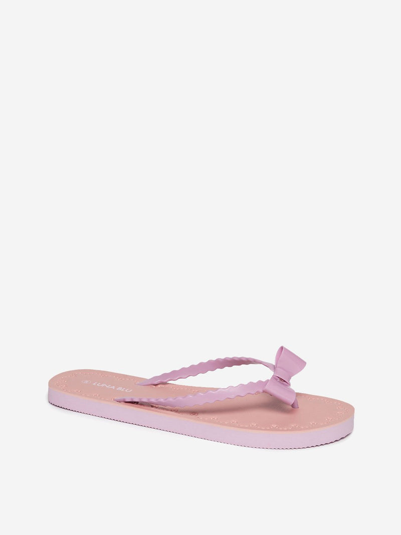 LUNA BLU Pink Bow Detail Flip-Flops