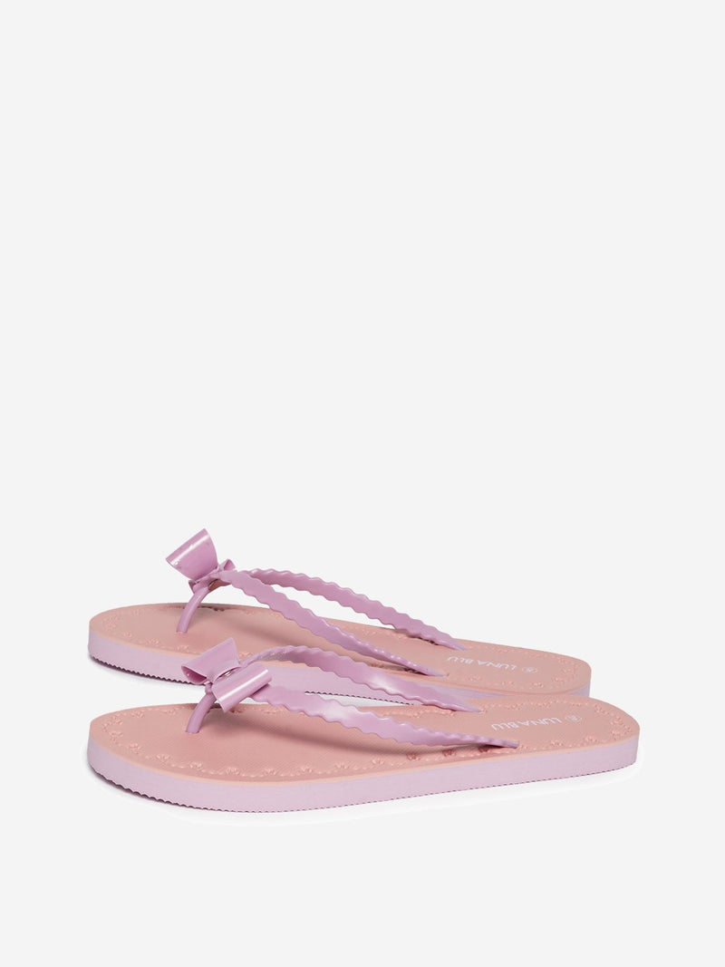 LUNA BLU Pink Bow Detail Flip-Flops