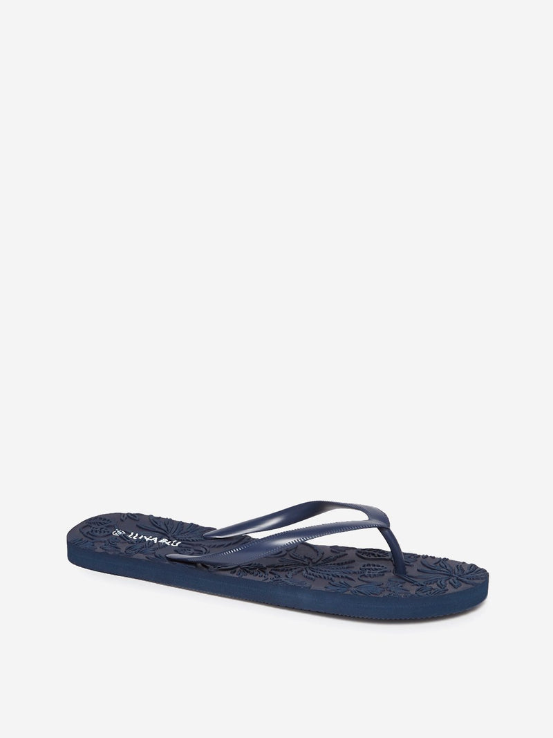 LUNA BLU Navy Floral Textured Flip-Flops