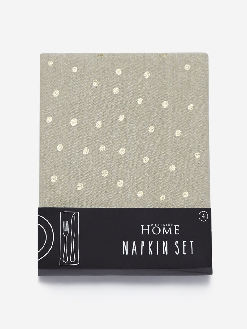 Westside Home Taupe Circular Print Pure-Cotton Napkins Set Of Four