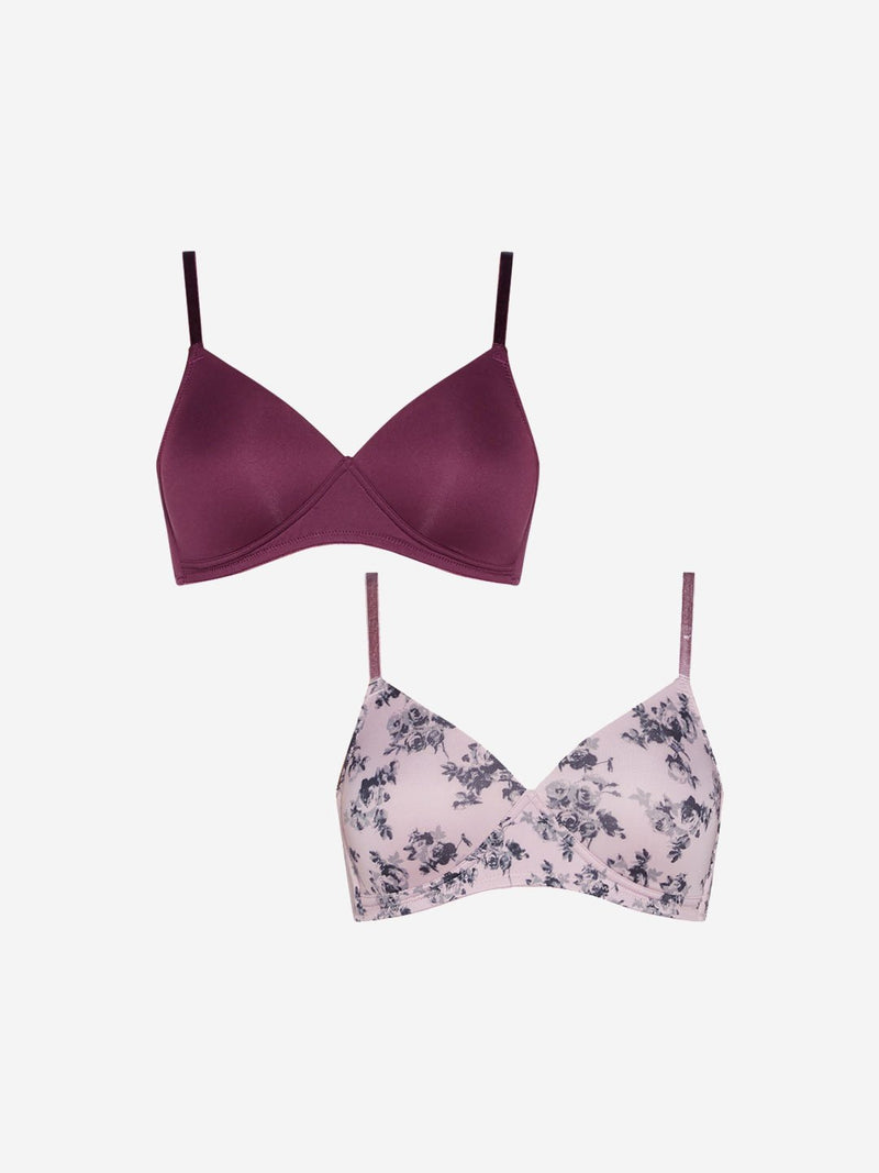 Wunderlove Burgundy Padded Bra Pack of Two
