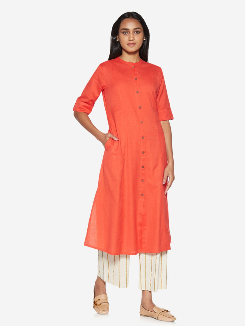 Utsa Orange A-line Kurta