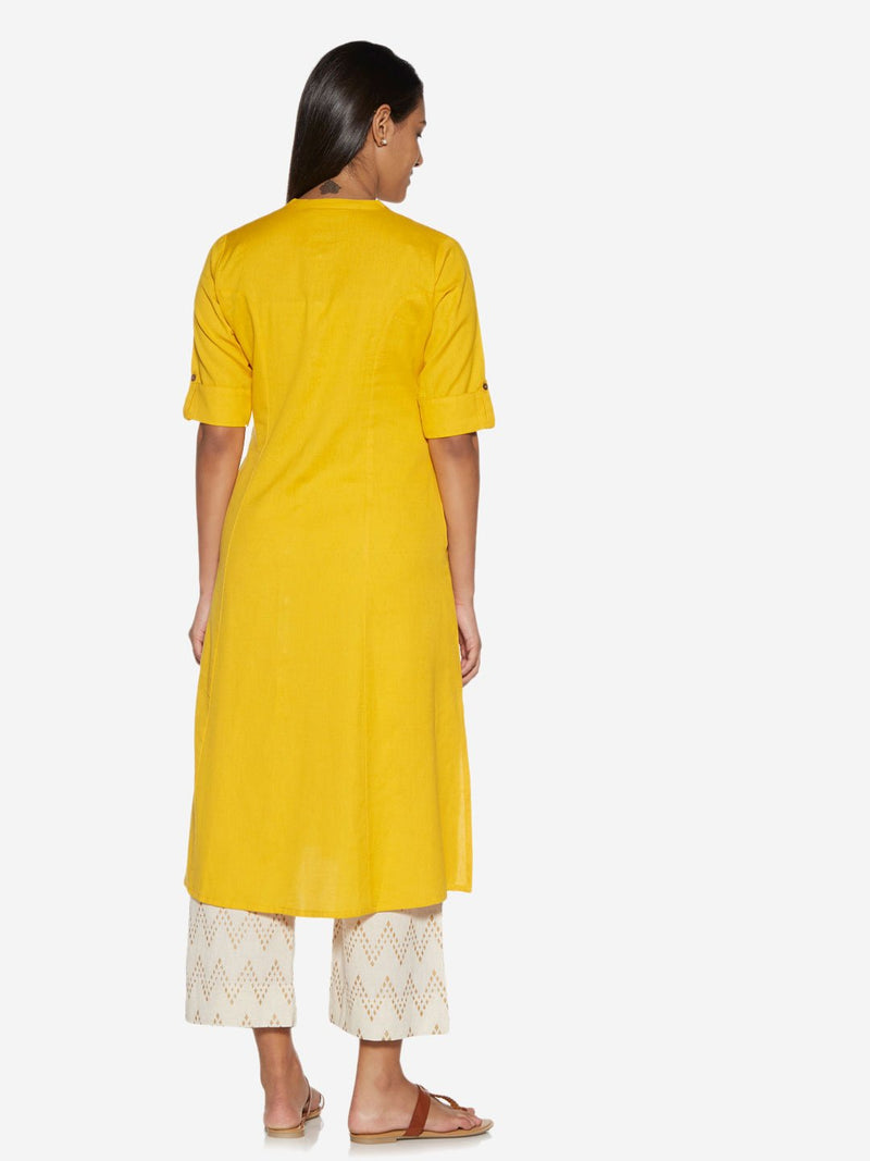 Utsa Yellow A-line Kurta
