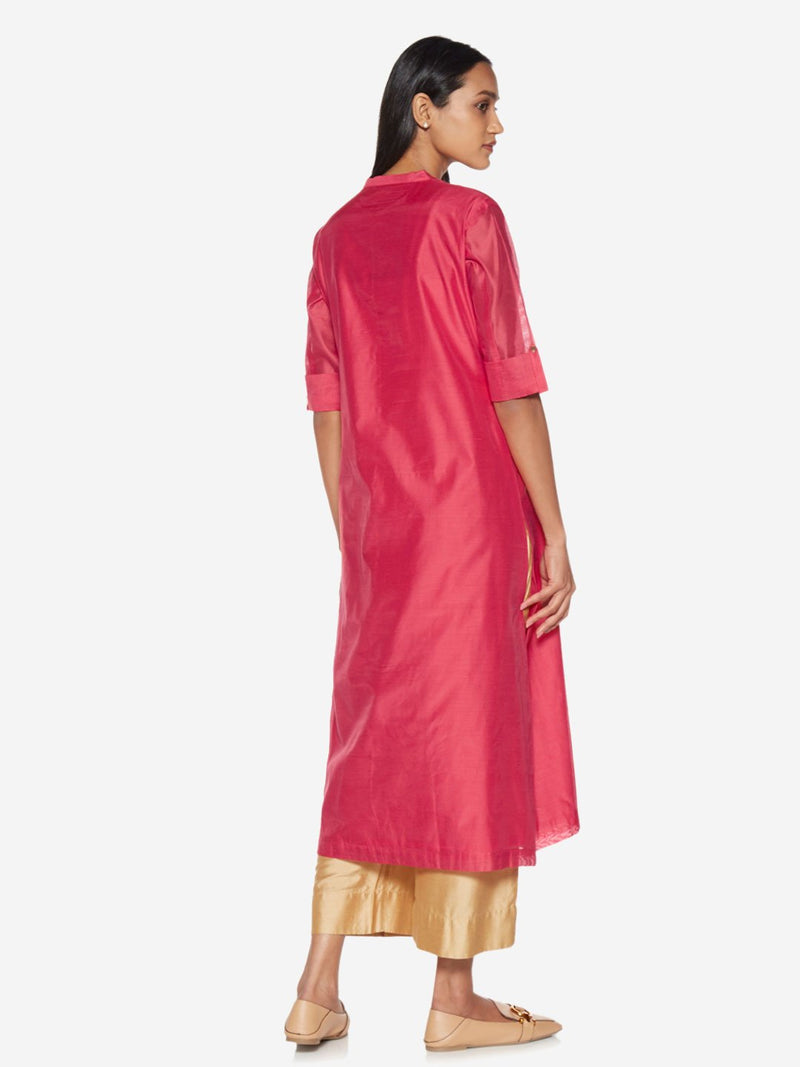Utsa Pink Geometrical Print A-line Kurta
