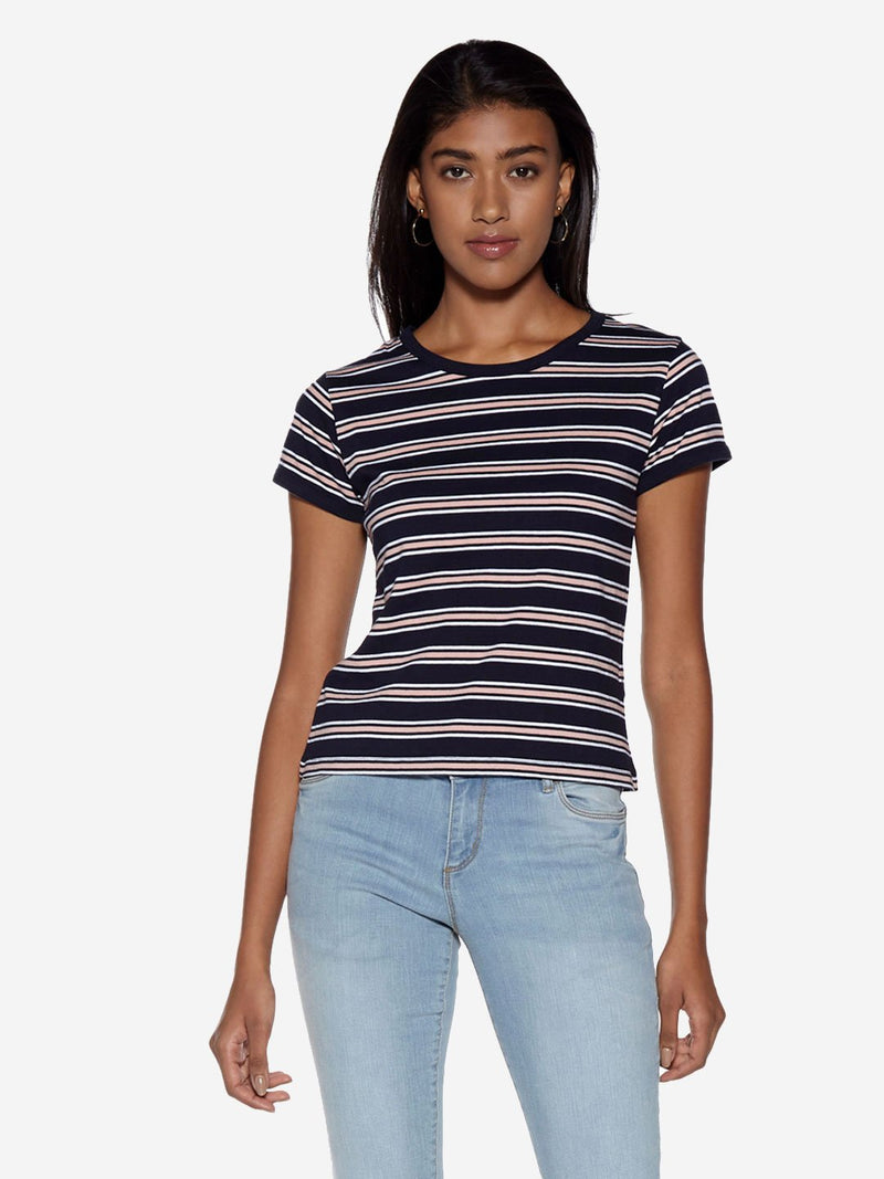 Nuon Navy Striped Sam Crop T-Shirt