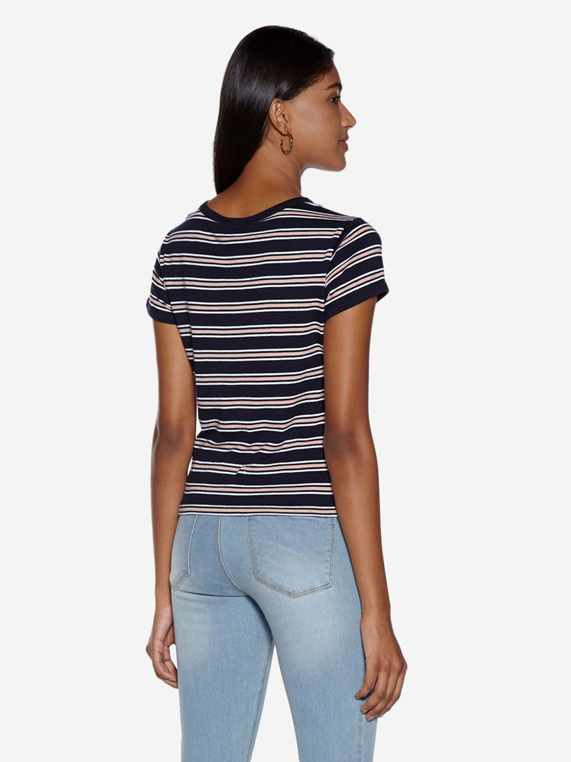 Nuon Navy Striped Sam Crop T-Shirt